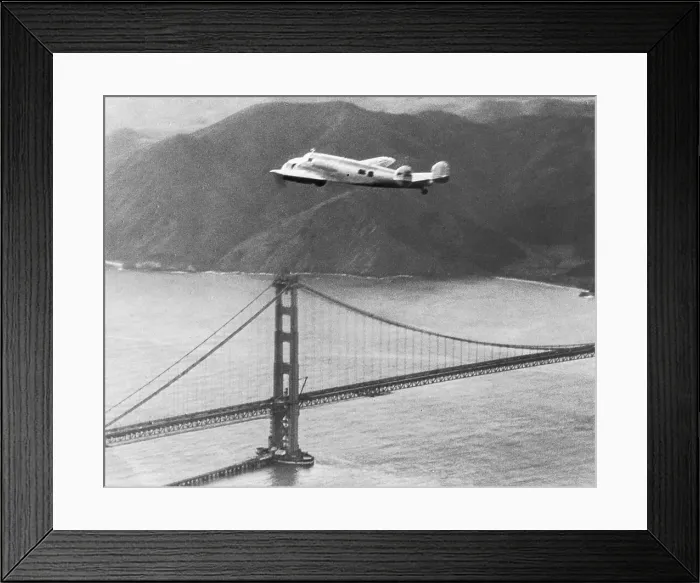 Framed Print : Earhart Flies Over Golden Gate Bridge Framed Print : Earhart Flies Over Golden Gate Bridge