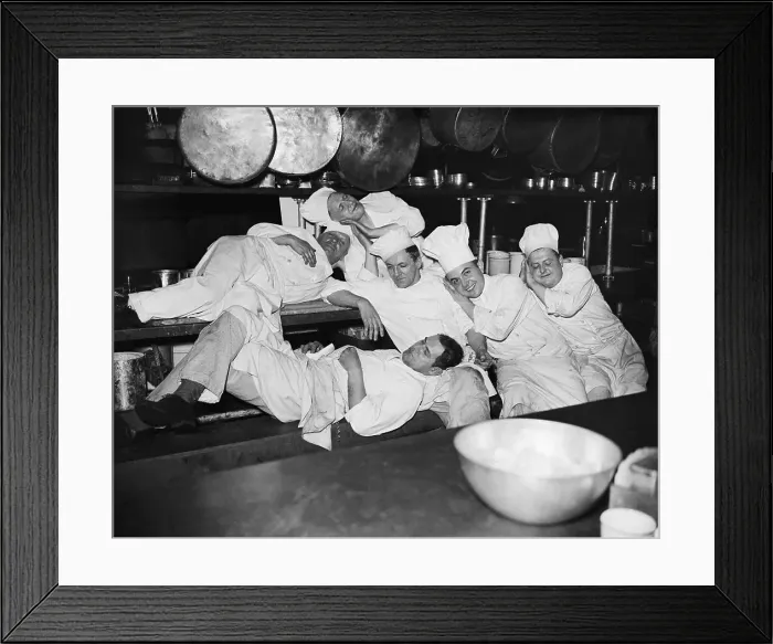 Framed Print : Hotel Cooks in Sit-Down Strike Framed Print : Hotel Cooks in Sit-Down Strike