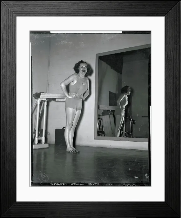 Framed Print : Eleanor Hold Jarrett Using Exercising Belt Framed Print : Eleanor Hold Jarrett Using Exercising Belt