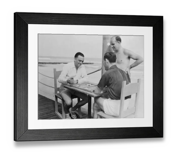 Framed Print : J. Edgar Hoover Playing Backgammon