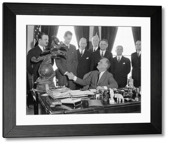 Framed Print : President Roosevelt Presenting Howard Hughes with Trophy Framed Print : President Roosevelt Presenting Howard Hughes with Trophy