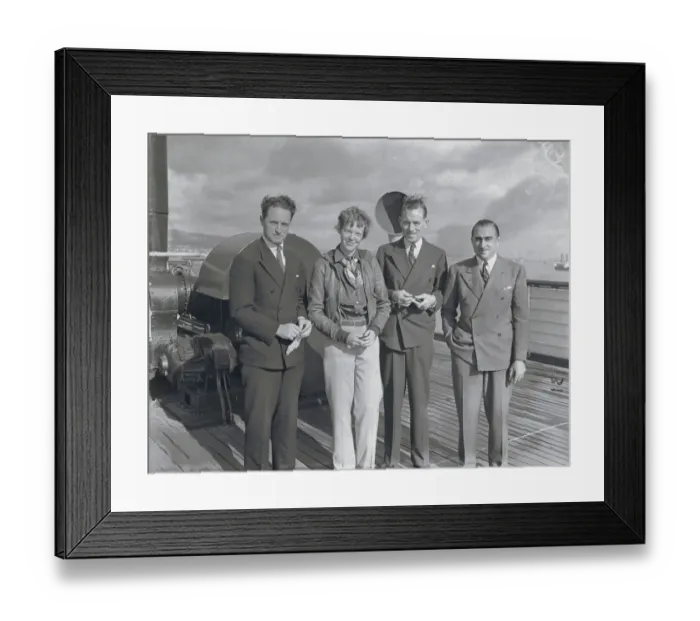 Framed Print : Amelia Earhart and Colleagues on Ocean Liner Deck Framed Print : Amelia Earhart and Colleagues on Ocean Liner Deck
