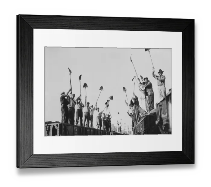 Framed Print : Road Workers with Shovels for Salute Framed Print : Road Workers with Shovels for Salute