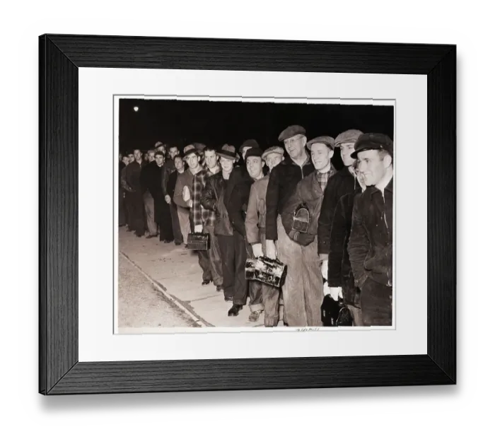 Framed Print : Strikers Wait in Line to Return to Work Framed Print : Strikers Wait in Line to Return to Work