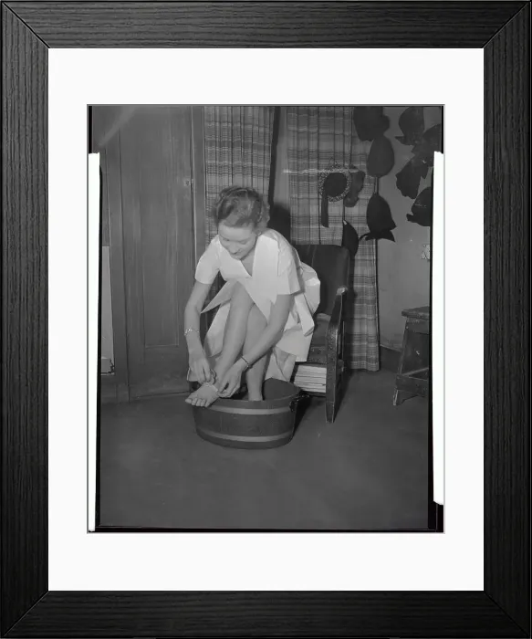 Framed Print : Helen Rodgers Soaking and Washing Her Feet Framed Print : Helen Rodgers Soaking and Washing Her Feet