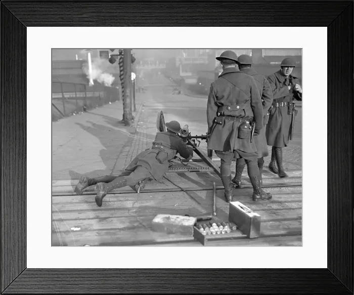 Framed Print : National Guardsmen on Ground with Guns and Tear Gas Framed Print : National Guardsmen on Ground with Guns and Tear Gas
