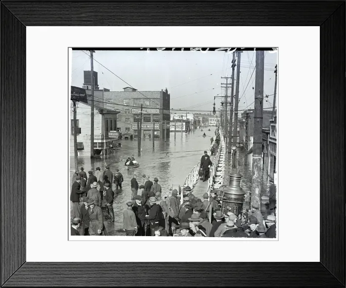 Framed Print : Pontoon Bridge Over Flooded City Framed Print : Pontoon Bridge Over Flooded City