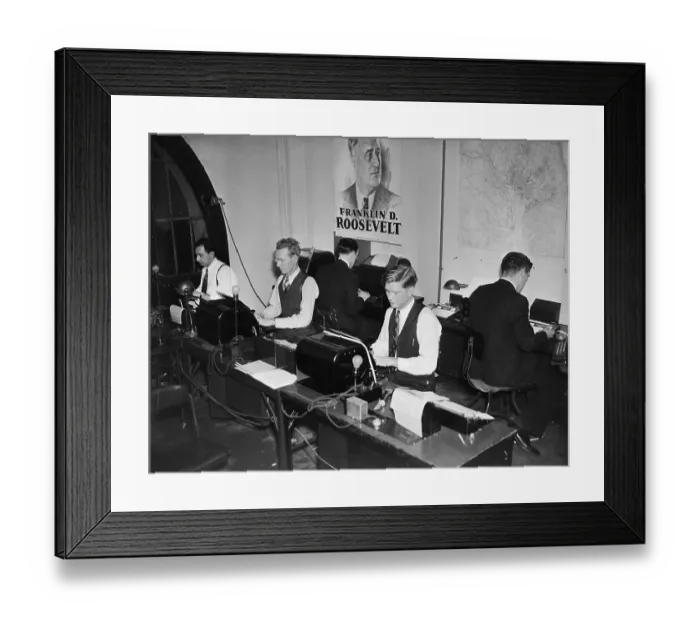 Framed Print : Teletype Operators in WPA Office Framed Print : Teletype Operators in WPA Office