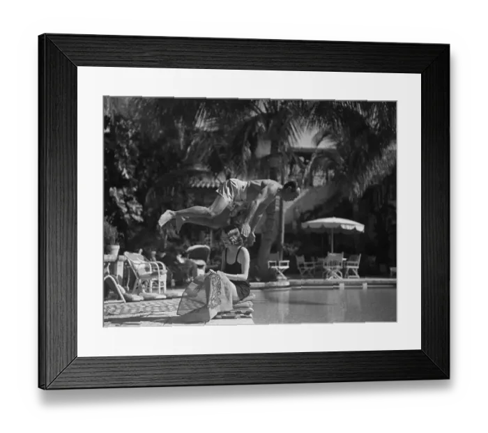Framed Print : Douglas Fairbanks Sr. Diving into Pool Framed Print : Douglas Fairbanks Sr. Diving into Pool