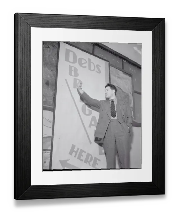 Framed Print : Socialist Advocate Fiercely Gesturing at Rally Framed Print : Socialist Advocate Fiercely Gesturing at Rally