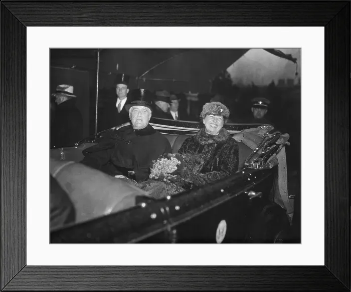 Framed Print : Franklin D. and Eleanor Roosevelt Riding in Open Car Framed Print : Franklin D. and Eleanor Roosevelt Riding in Open Car