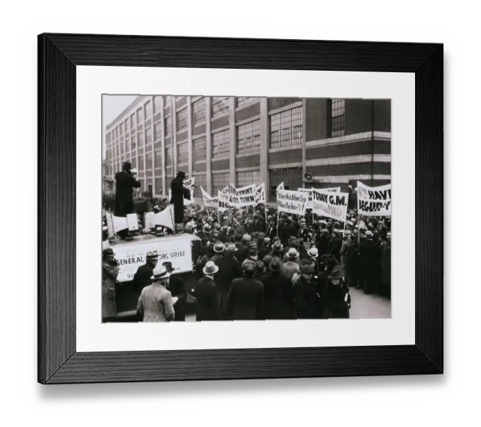 Framed Print : General Motors Strikers Gathering Outdoors Framed Print : General Motors Strikers Gathering Outdoors