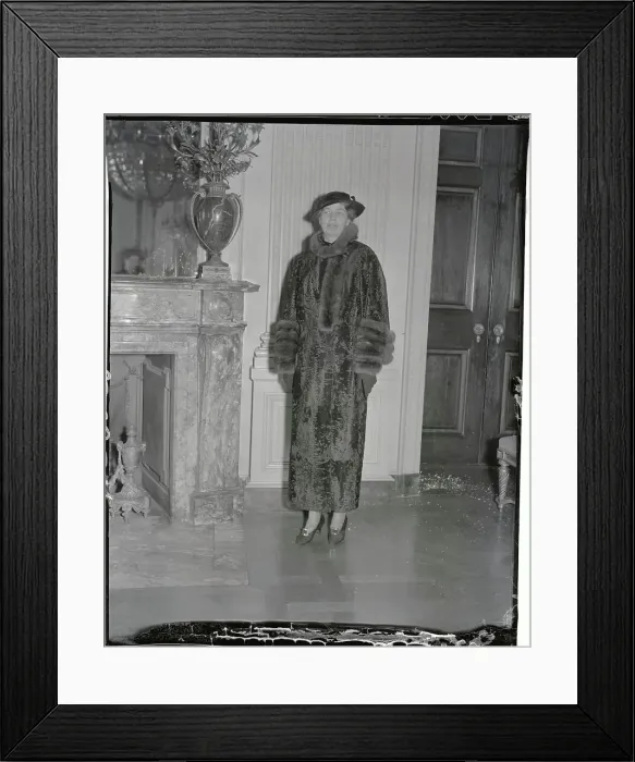 Framed Print : Eleanor Roosevelt Posing in Fur Coat Framed Print : Eleanor Roosevelt Posing in Fur Coat