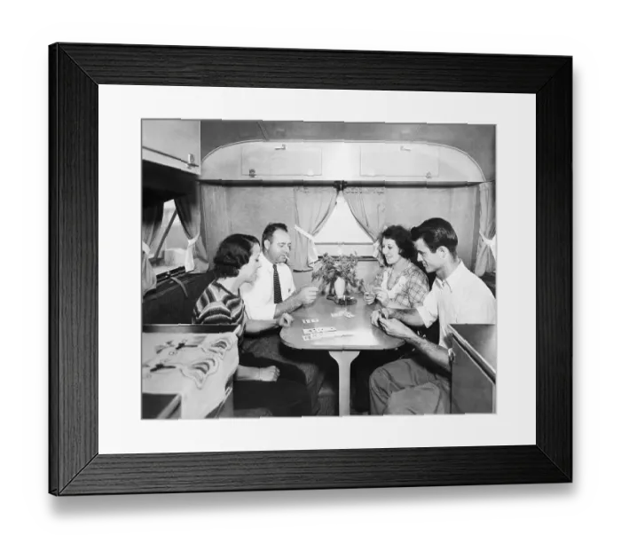 Framed Print : People Playing Cards In Trailer Framed Print : People Playing Cards In Trailer