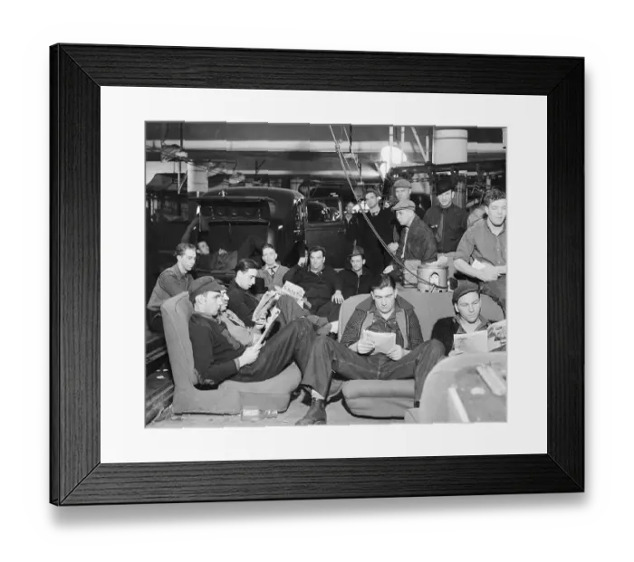 Framed Print : General Motors Workers Staging a Sit-Down Strike Framed Print : General Motors Workers Staging a Sit-Down Strike