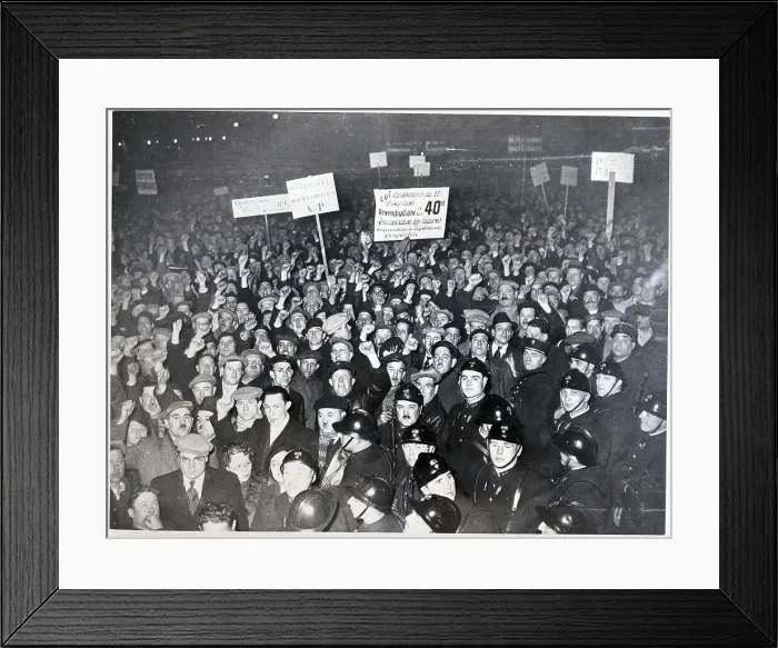 Framed Print : Crowd of Workers Demonstrate with Signs Framed Print : Crowd of Workers Demonstrate with Signs