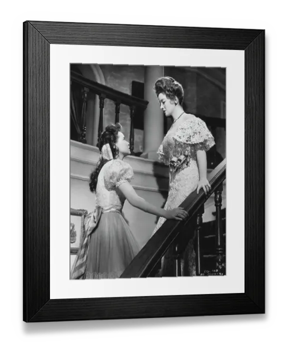 Framed Print : Actress Bette Davis on Stairway With Teresa Wright r in The Little Foxes Framed Print : Actress Bette Davis on Stairway With Teresa Wright r in The Little Foxes