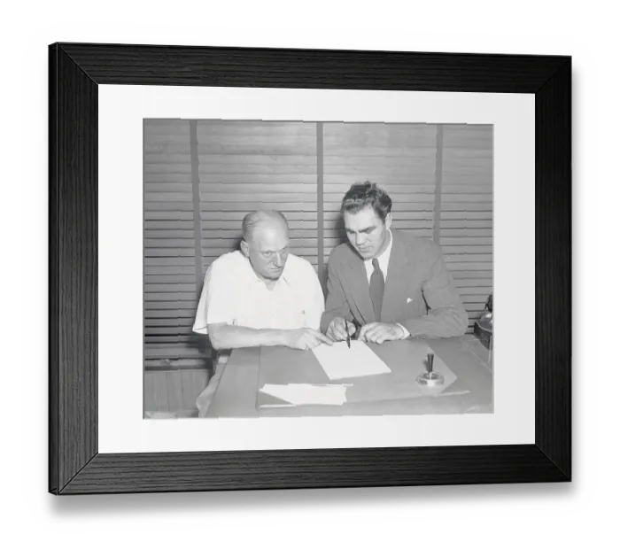 Framed Print : Max Schmeling Signing Contract with Mike Jacobs