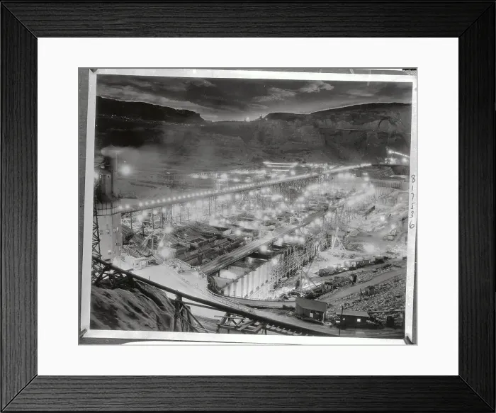 Framed Print : Night Construction At Grand Coulee Dam
