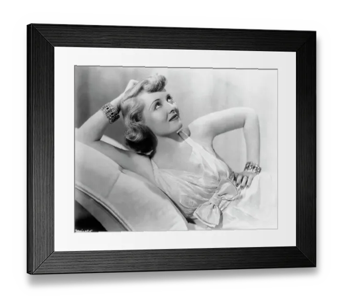 Framed Print : Portrait of Bette Davis Lounging Framed Print : Portrait of Bette Davis Lounging