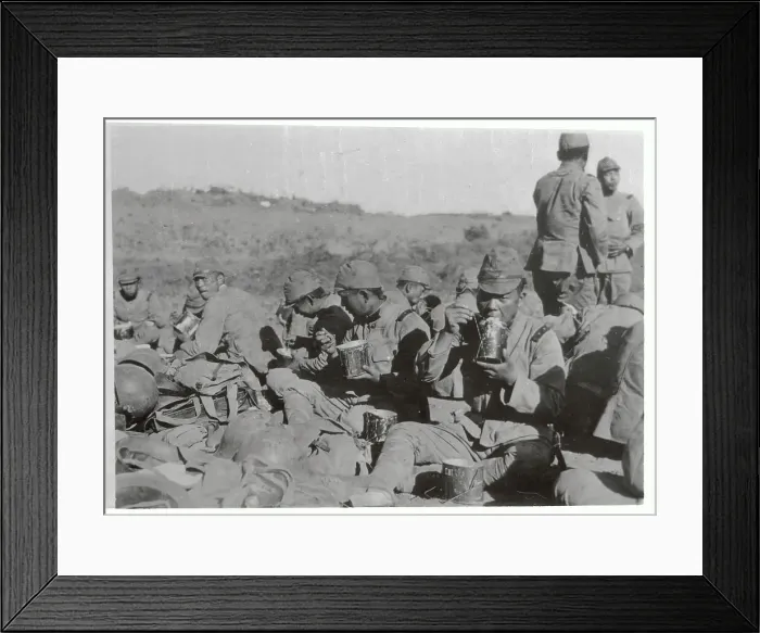 Framed Print : Japanese Soldiers Eating Framed Print : Japanese Soldiers Eating