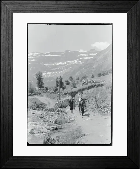 Framed Print : View of Tourists in Mountains Framed Print : View of Tourists in Mountains