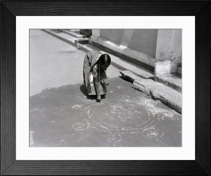 Framed Print : Hindu Girl Drawing Design Framed Print : Hindu Girl Drawing Design