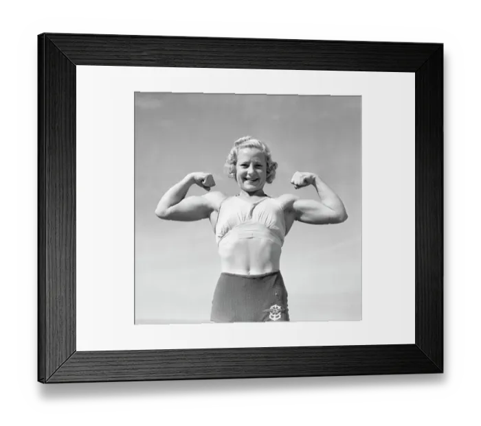Framed Print : Woman Weight-Lifter In Typical Pose Framed Print : Woman Weight-Lifter In Typical Pose