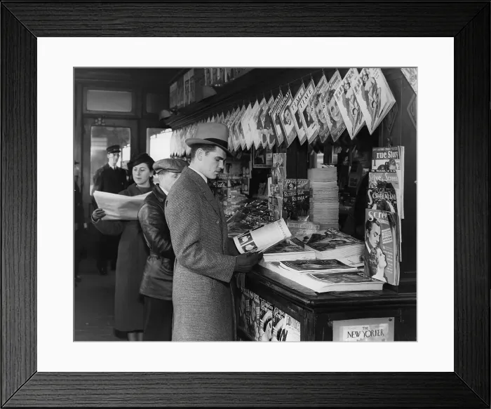 Framed Print : Railroad Station News Stand in NYC Framed Print : Railroad Station News Stand in NYC