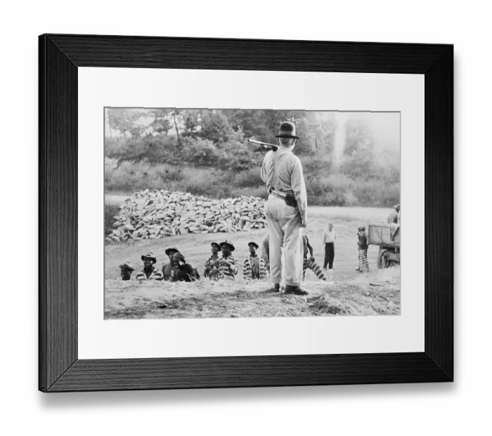 Framed Print : Armed Guard Watching Chain Gang Framed Print : Armed Guard Watching Chain Gang