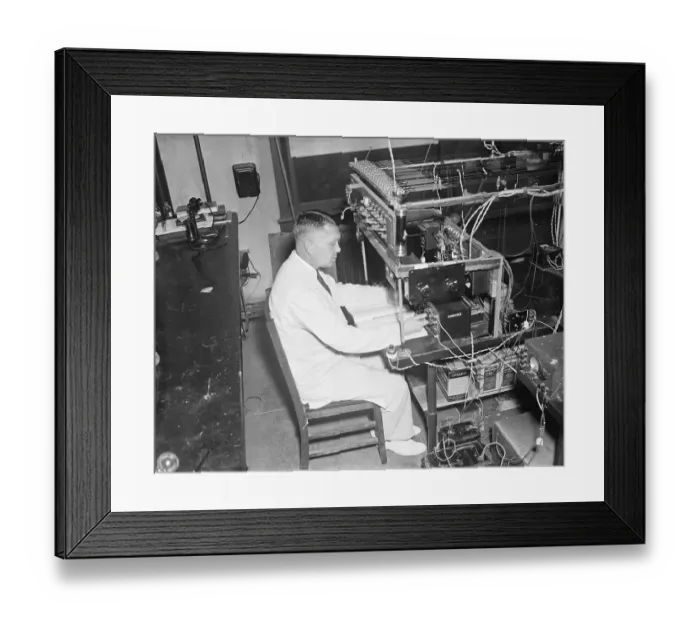 Framed Print : Dr. Harold C. Urey at Spectrometer Framed Print : Dr. Harold C. Urey at Spectrometer