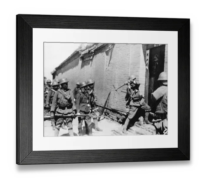 Framed Print : Japanese Soldiers at Chinese Residence with Guns and Ax Framed Print : Japanese Soldiers at Chinese Residence with Guns and Ax