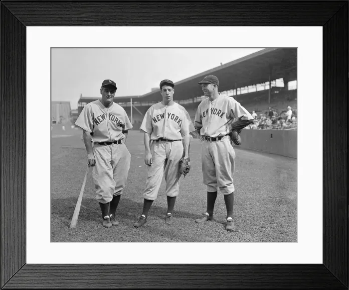 Framed Print : Lou Gehrig with Joe DiMaggio and Bill Dickey Framed Print : Lou Gehrig with Joe DiMaggio and Bill Dickey
