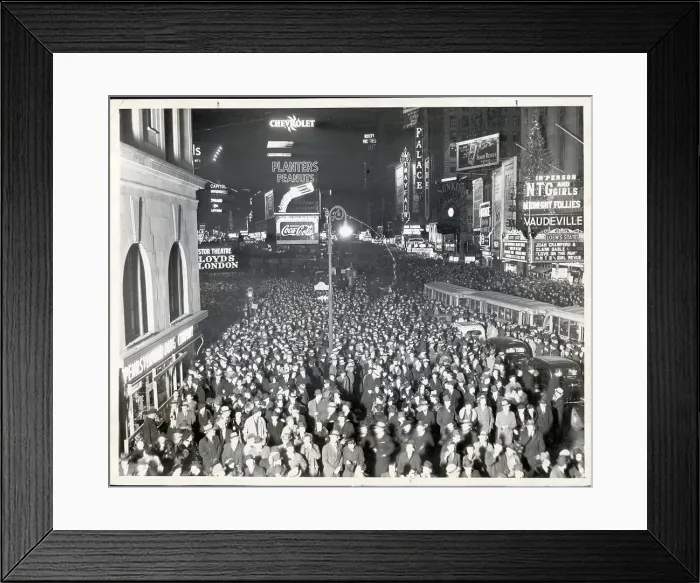 Framed Print : Crowds in Street on New Years Framed Print : Crowds in Street on New Years