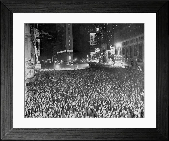 Framed Print : Crowds in Street on New Years Framed Print : Crowds in Street on New Years