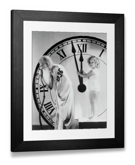 Framed Print : Father Time and Shirley Temple Clock In 1937 Framed Print : Father Time and Shirley Temple Clock In 1937