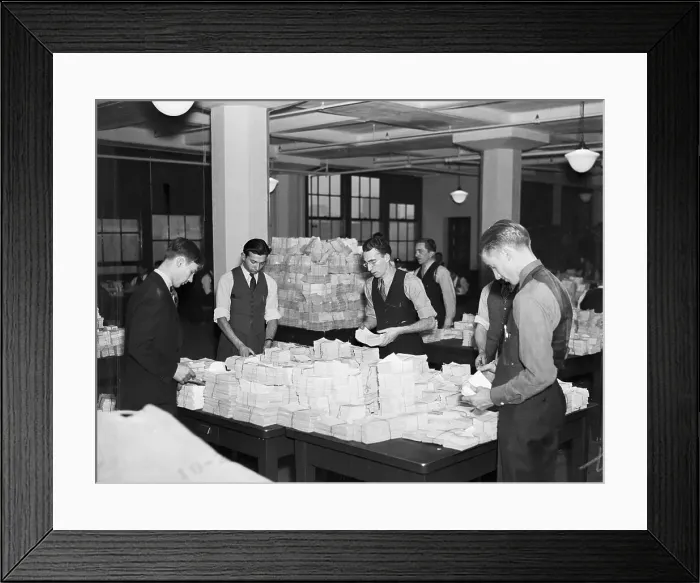 Framed Print : Clerical Workers Sorting Social Security Cards Framed Print : Clerical Workers Sorting Social Security Cards