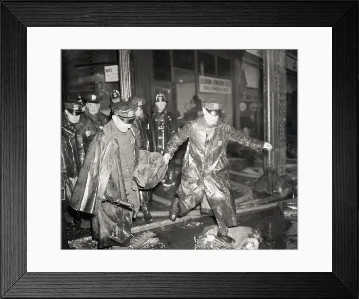 Framed Print : Policemen Carrying Body on Street Framed Print : Policemen Carrying Body on Street