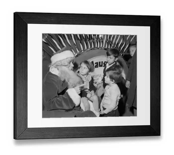 Framed Print : Children Visiting Santa Claus Framed Print : Children Visiting Santa Claus