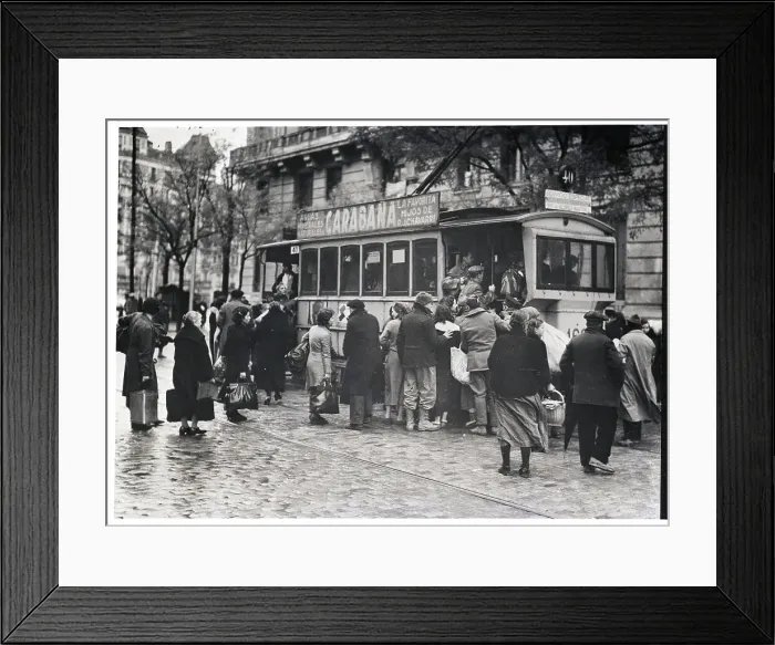 Framed Print : Refugees Boarding Bus Away From War Zone Framed Print : Refugees Boarding Bus Away From War Zone