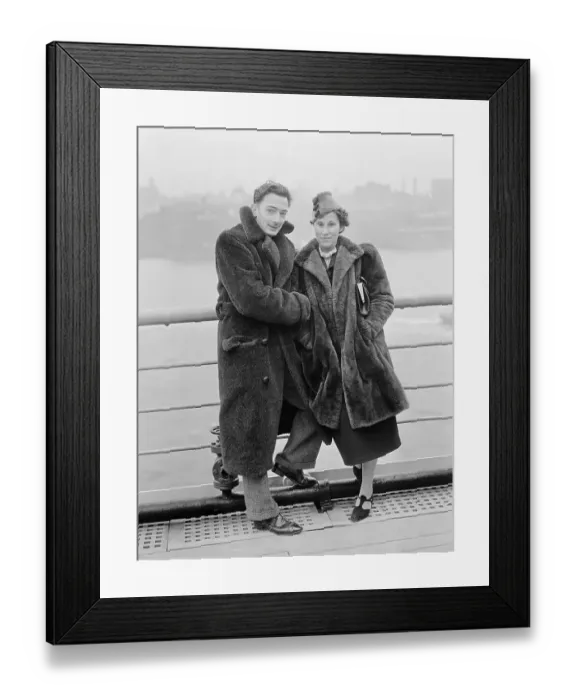 Framed Print : Salvador and Gala Dali Standing on Ship Deck