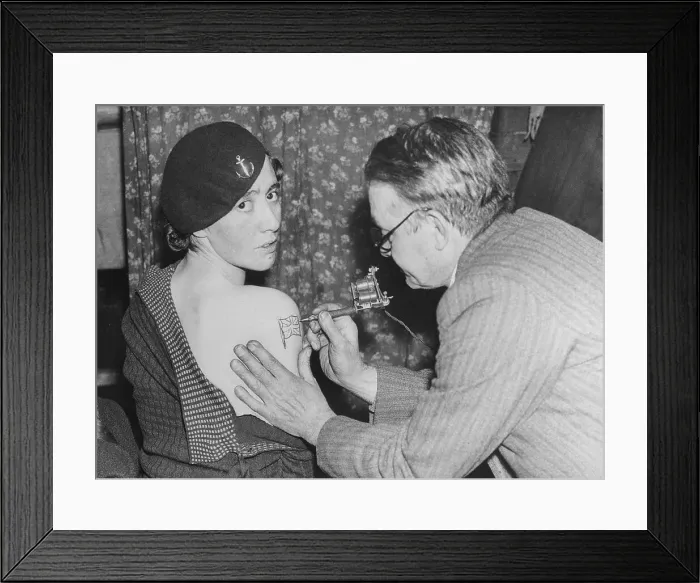 Framed Print : George Moss Tattooing Woman Framed Print : George Moss Tattooing Woman
