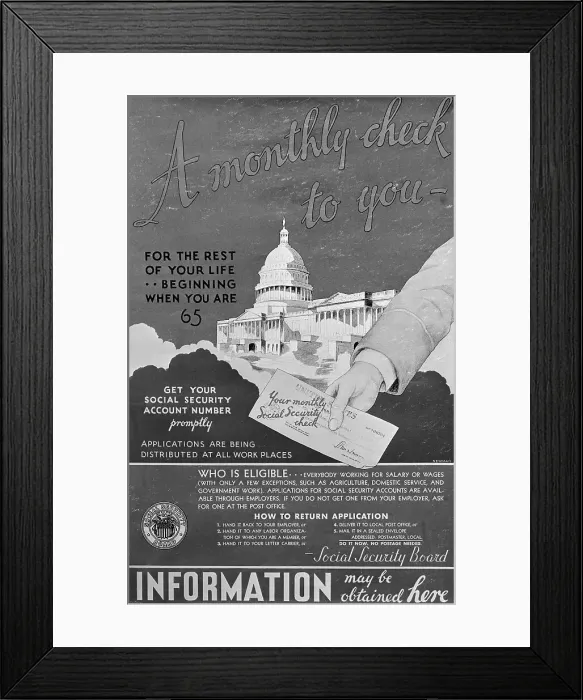 Framed Print : Display of Early Social Security Information Poster Framed Print : Display of Early Social Security Information Poster