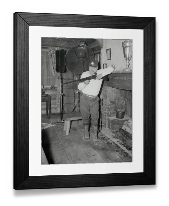 Framed Print : Babe Ruth Holding a Rifle on Set Framed Print : Babe Ruth Holding a Rifle on Set