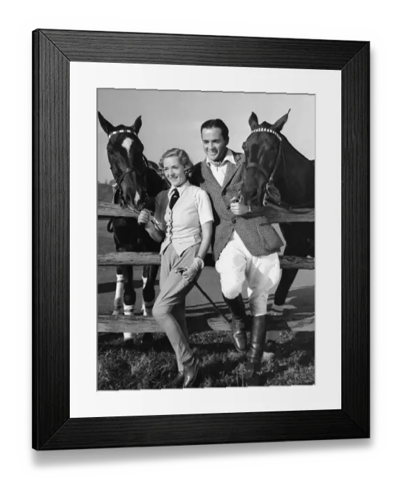 Framed Print : Mary Pickford and Buddy Rogers with Horses Framed Print : Mary Pickford and Buddy Rogers with Horses
