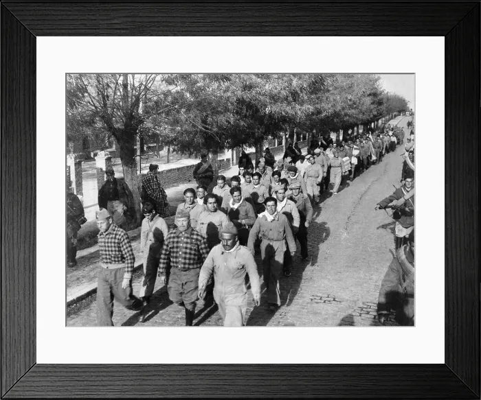 Framed Print : Red Troops Being Escorted by Spanish Soldiers During Civil War Framed Print : Red Troops Being Escorted by Spanish Soldiers During Civil War