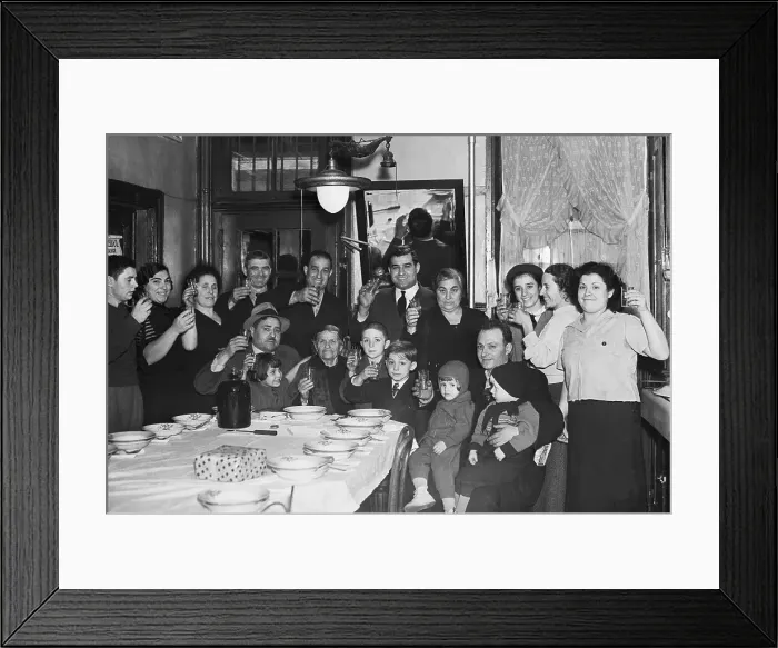 Framed Print : Italian Family Drinking a Toast to Grandmother Framed Print : Italian Family Drinking a Toast to Grandmother
