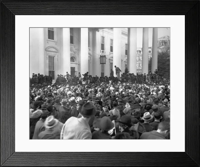 Framed Print : A Crowd Gathered Around the White House Framed Print : A Crowd Gathered Around the White House