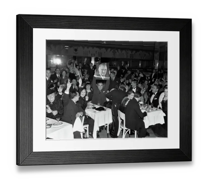 Framed Print : Victory Celebration for President Franklin D. Roosevelt