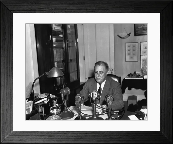Framed Print : Roosevelt Broadcasting Campaign Speech Framed Print : Roosevelt Broadcasting Campaign Speech